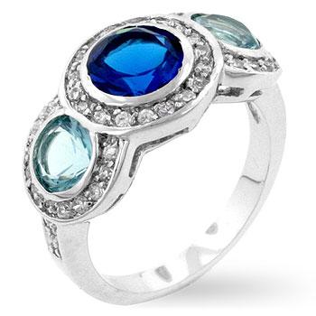 Classic Blue Cubic Zirconia Ring - R07792R-V01