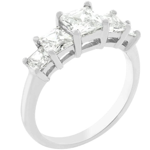 5-Stone Anniversary Ring in Rhodium Plated - R07796R-C01