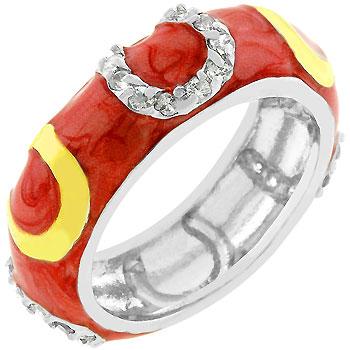 Double Pink Enamel Horseshoe Ring - R07805T-V01