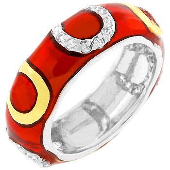 Pink Enamel Horseshoe Ring - R07805T-V02