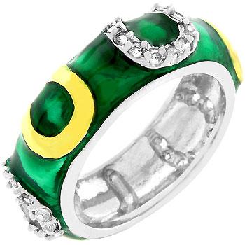 Green Enamel Horseshoe Ring - R07805T-V03