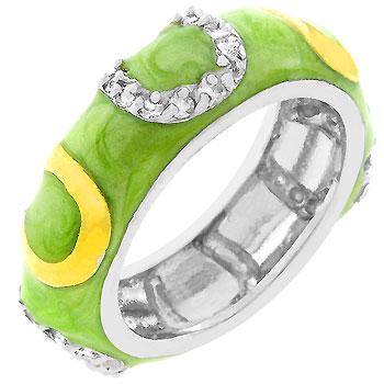 Apple Green Enamel Horseshoe Ring - R07805T-V04
