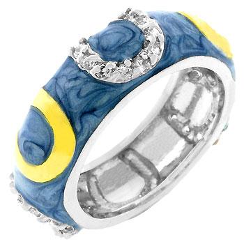 Blue Enamel Horseshoe Ring - R07805T-V06