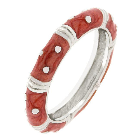 Marble Pink Enamel Stacker Ring - R07806R-V01
