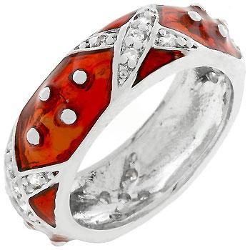 Marbled Ruby Red Enamel Ring - R07807R-V03