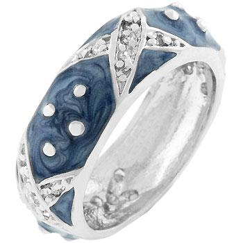 Marbled Blue Enamel Ring - R07807R-V07