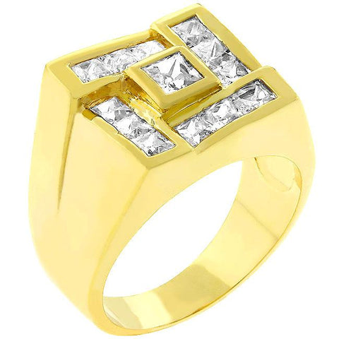 Men's Pave Shiny Goldtone Ring - R07821G-C01