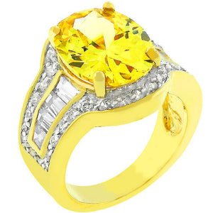 Yellow Cubic Zirconia Cocktail Ring - R07851T-C61