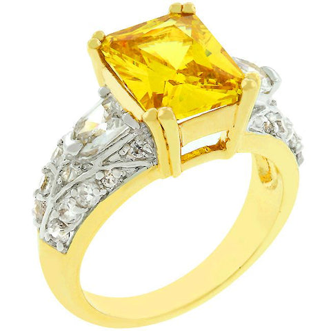 Yellow Cubic Zirconia Fashion Ring - R07852T-C61