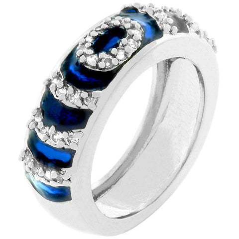 Navy Blue Enamel Ripple Ring - R07871R-V05