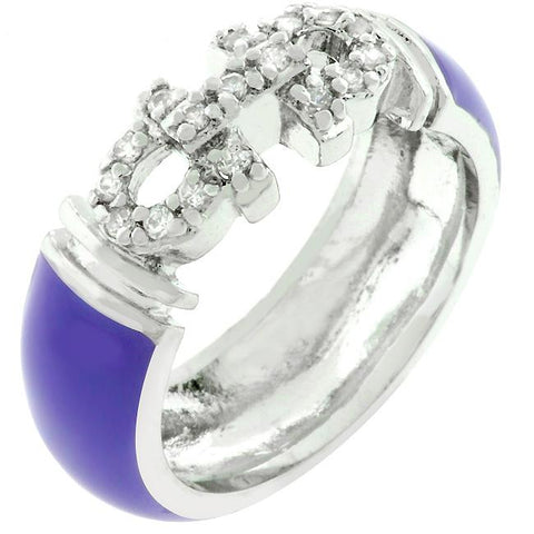 Purple Enamel Cubic Zirconia Ring - R07877R-V33
