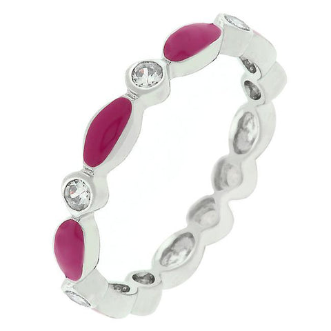 Fuchsia Link Enamel Stacker Ring - R07881R-V15