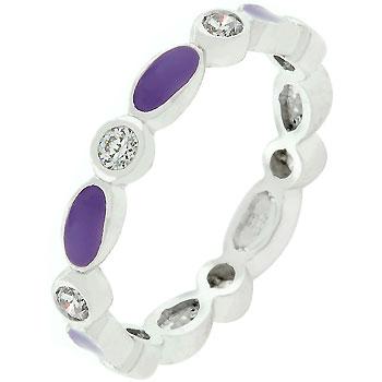 Purple Link Enamel Stacker Ring - R07881R-V23
