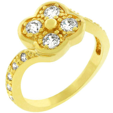 Cubic Zirconia Clover Ring - R07893G-C01