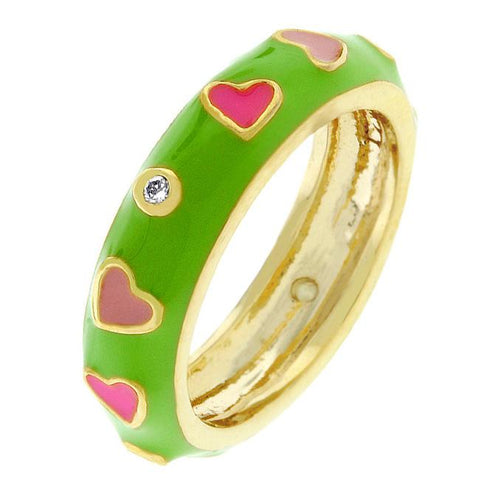 Tropical Enamel Hearts Ring - R07917G-V03