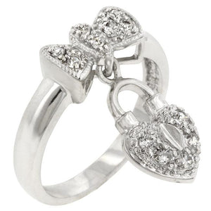 Heart Lock Ribbon Ring - R07946R-C01