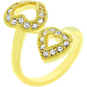 Dual Pave Hearts Ring - R07975G-C02