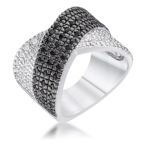 Cross Pattern Cocktail Ring - R07982T-C03