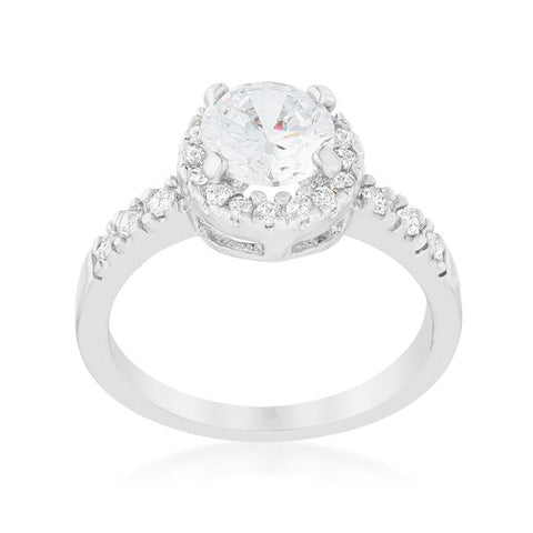 Solitaire Engagement Ring With Pave Halo - R08024R-C01