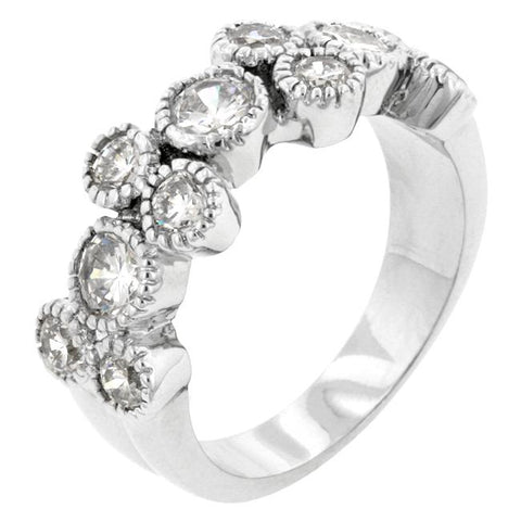 Coral Bezel Cubic Zirconia Ring - R08042R-C01