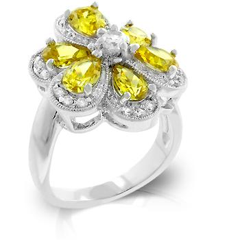 Yellow Cubic Zirconia Daisy Ring - R08074R-C61