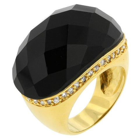 Black Beauty Faceted Onyx Ring - R08092G-C52
