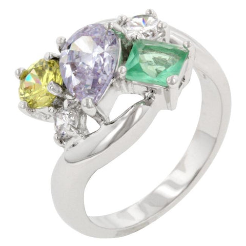 Bejeweled Cluster Cocktail Ring - R08108R-V01