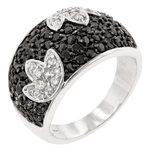 Black and White Tulip Ring - R08113T-C03