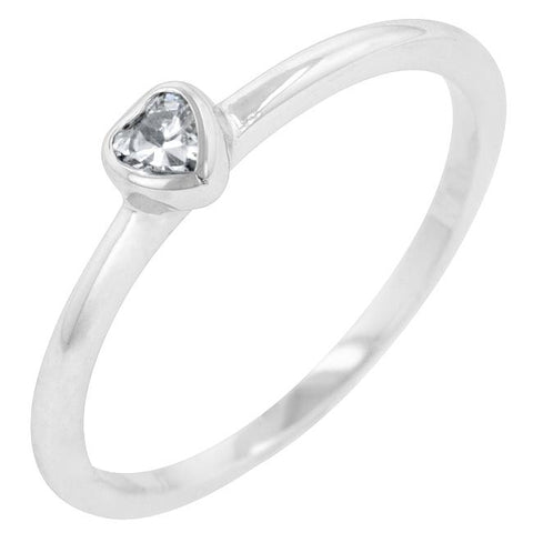 Clear Heart Solitaire Ring - R08142R-S01