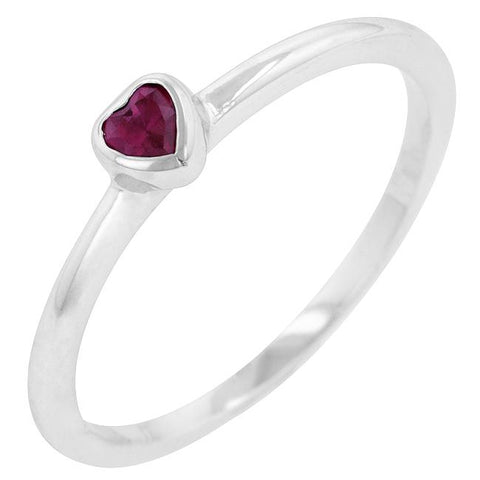 Ruby Red Heart Solitaire Ring - R08142R-S10