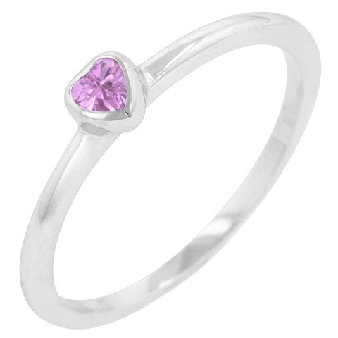 Mini Pink Heart Solitaire Ring - R08142R-S12