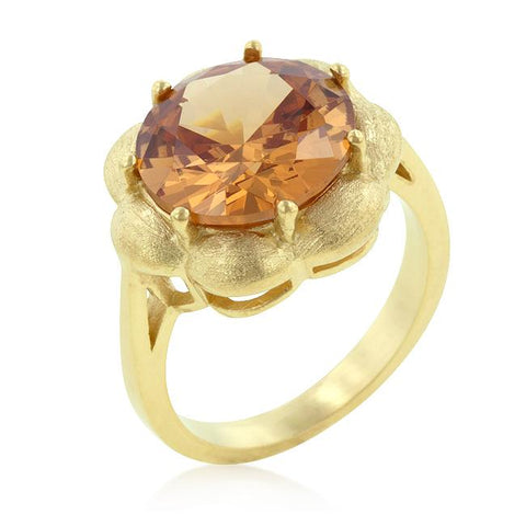 Champagne Floral Cocktail Ring - R08148G-S72
