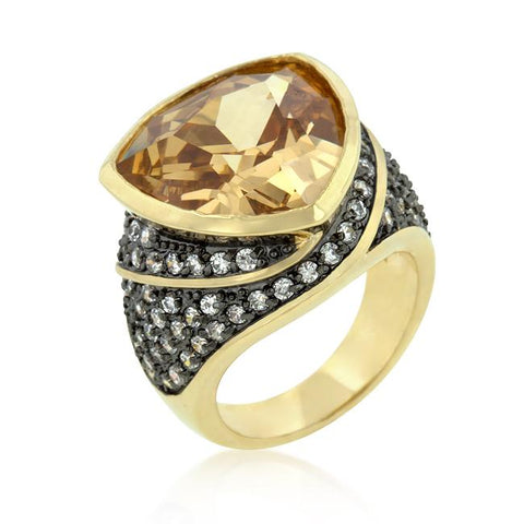 Triangle Cut Two-tone Finish Cocktail Ring - R08154T-C72