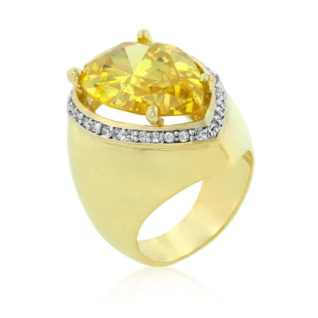 Yellow Pear Cubic Zirconia Cocktail Ring - R08155T-C61