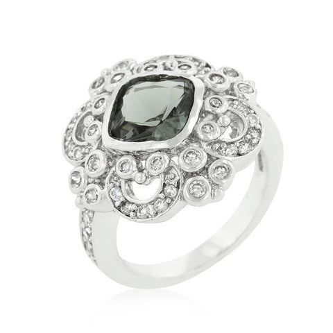 Elegant Smokey Crest Ring - R08158R-C53