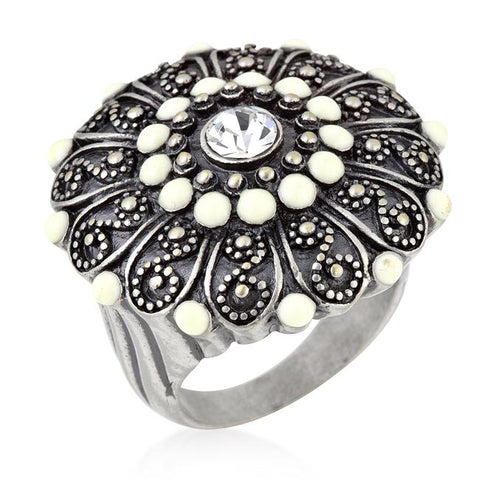 Antique Silver Crest Ring II - R08162I-V02