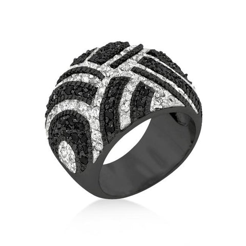 Black And White Cocktail Ring - R08166R-C03