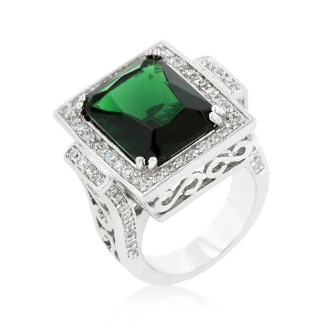 Emerald Green Classic Cocktail Ring - R08176R-C40