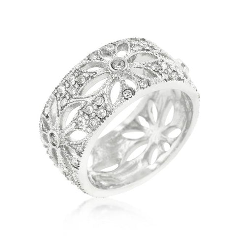 Crystal Floral Filigree Band - R08183R-C02