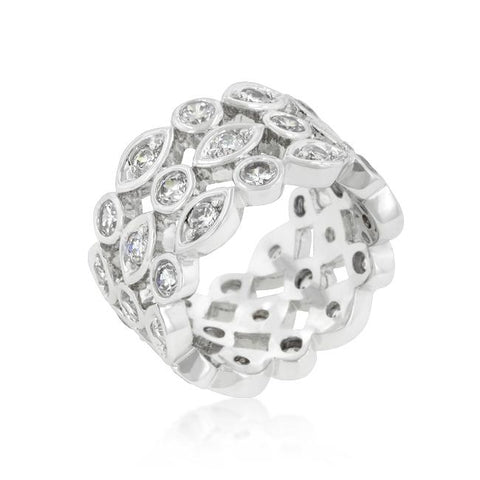 Triple Row Clear Cubic Zirconia Eternity Band - R08187R-C01