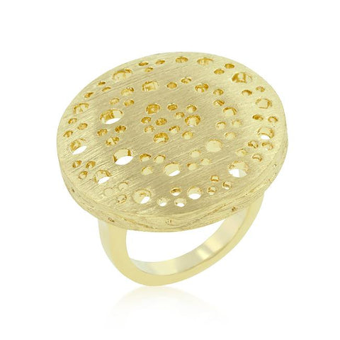 Textured Golden Saucer Ring - R08197G-C01