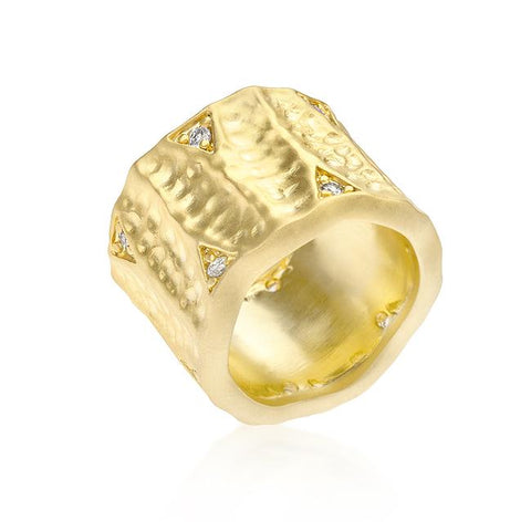 Textured Organic Matte Golden Eternity Ring - R08198F-C01