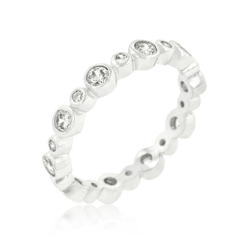 Alternating Bezel Linked Cubic Zirconia Eternity Band - R08205R-C01