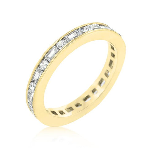 Alternating Cubic Zirconia Eternity Band in Goldtone Finish - R08208G-C01