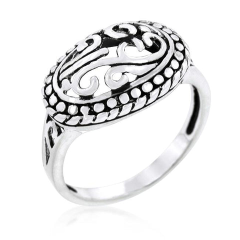 Antique Filigree Crest Ring - R08219S-V00