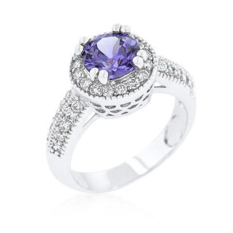 Dark Purple Halo Engagement Ring - R08226R-C20