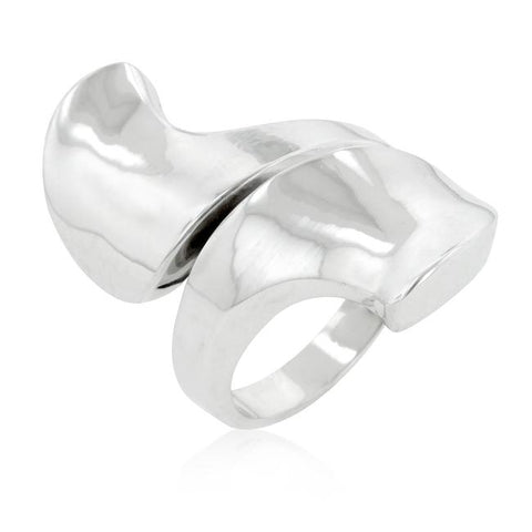 Rhodium Plated Finish Abstract Statement Ring - R08236R-C00