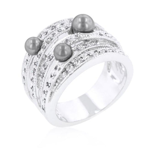 Gray Pearl Cocktail Ring - R08263R-C82
