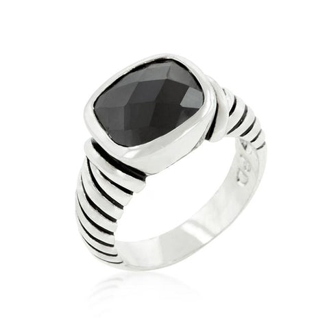 Black CZ Cable Ring - R08264R-S03