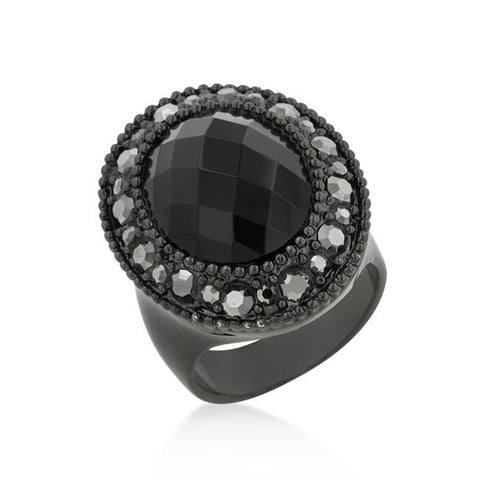 Vintage Black Cocktail Ring - R08265B-V01